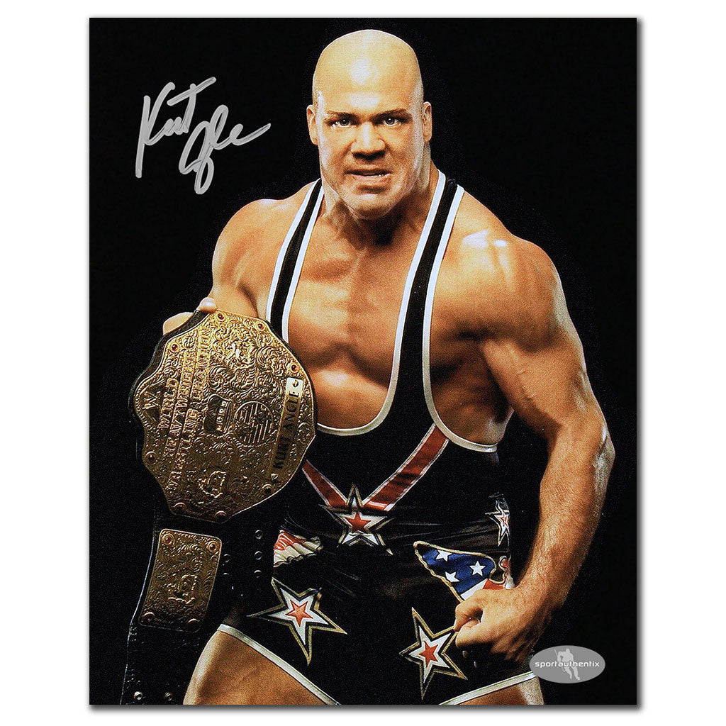 Kurt Angle WWE World Heavyweight Championship Wrestling Autographed 8x10