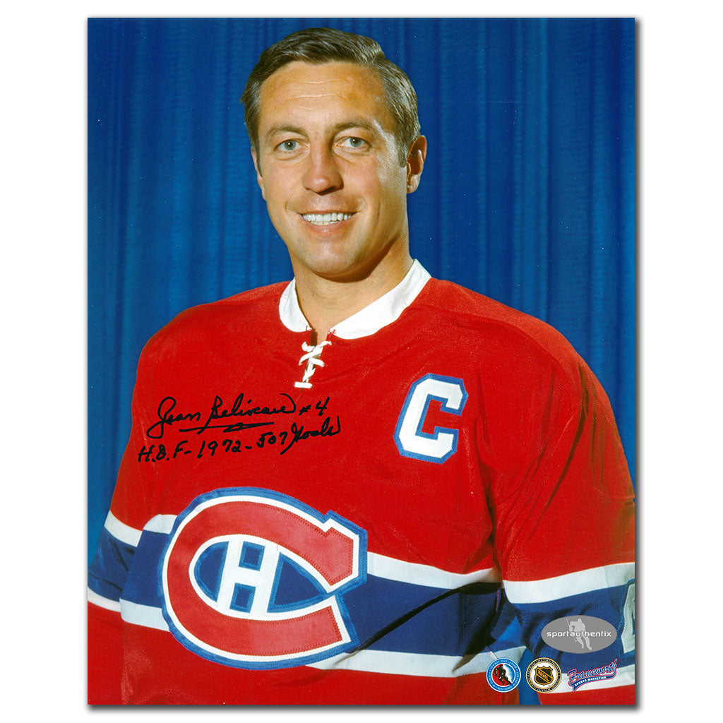 Jean Beliveau Montreal Canadiens 507 Goals Autographed 8x10 - Sport Authentix Inc