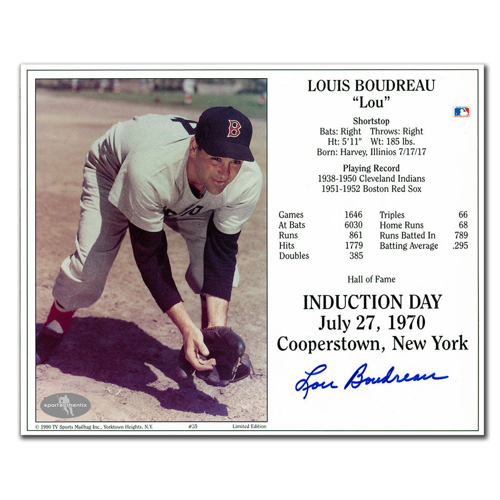 Lou Boudreau Cleveland Indians 1970 Hall Of Fame Induction Day Autographed 8x10