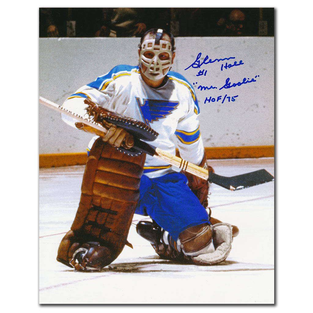 Glenn Hall St. Louis Blues Mr. Goalie HOF Autographed 8x10