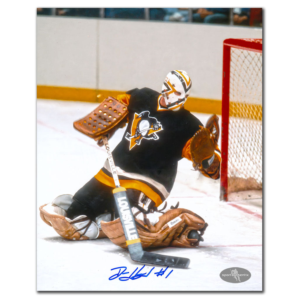 Denis Herron Pittsburgh Penguins GLOVE SAVE Autographed 8x10 - Sport Authentix Inc