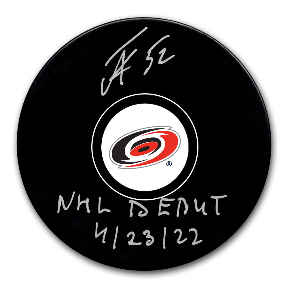 Pyotr Kochetkov Carolina Hurricanes NHL Debut 4/23/22 Autographed Puck - Sport Authentix Inc