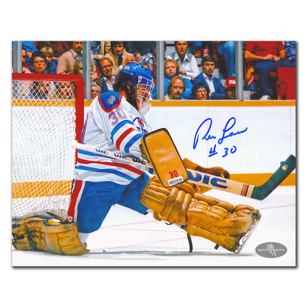 Ron Low Edmonton Oilers BIG SAVE Autographed 8x10 - Sport Authentix Inc