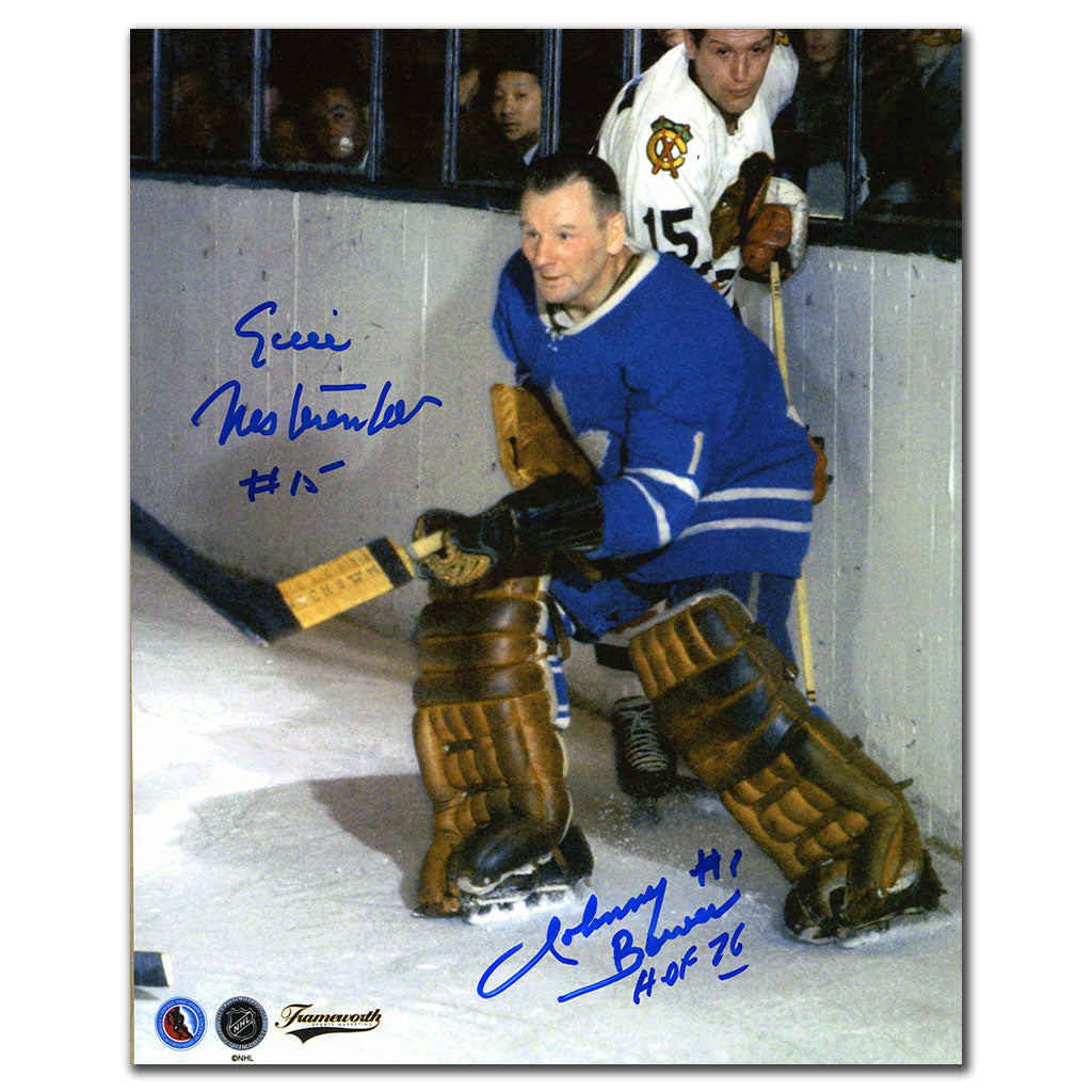Johnny Bower vs Eric Nesterenko Dual Autographed 8x10 Photo - Sport Authentix Inc