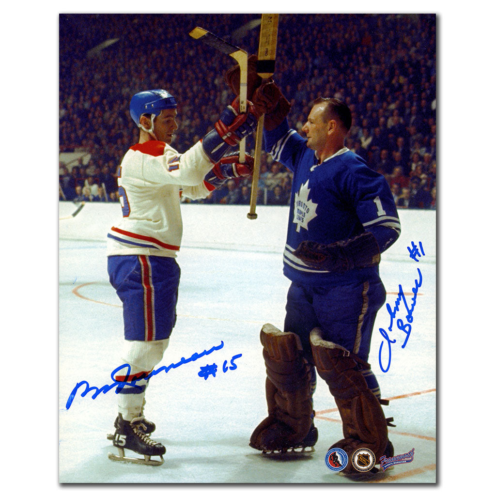 Bobby Rousseau vs Johnny Bower Dual Autographed 8x10 Photo - Sport Authentix Inc