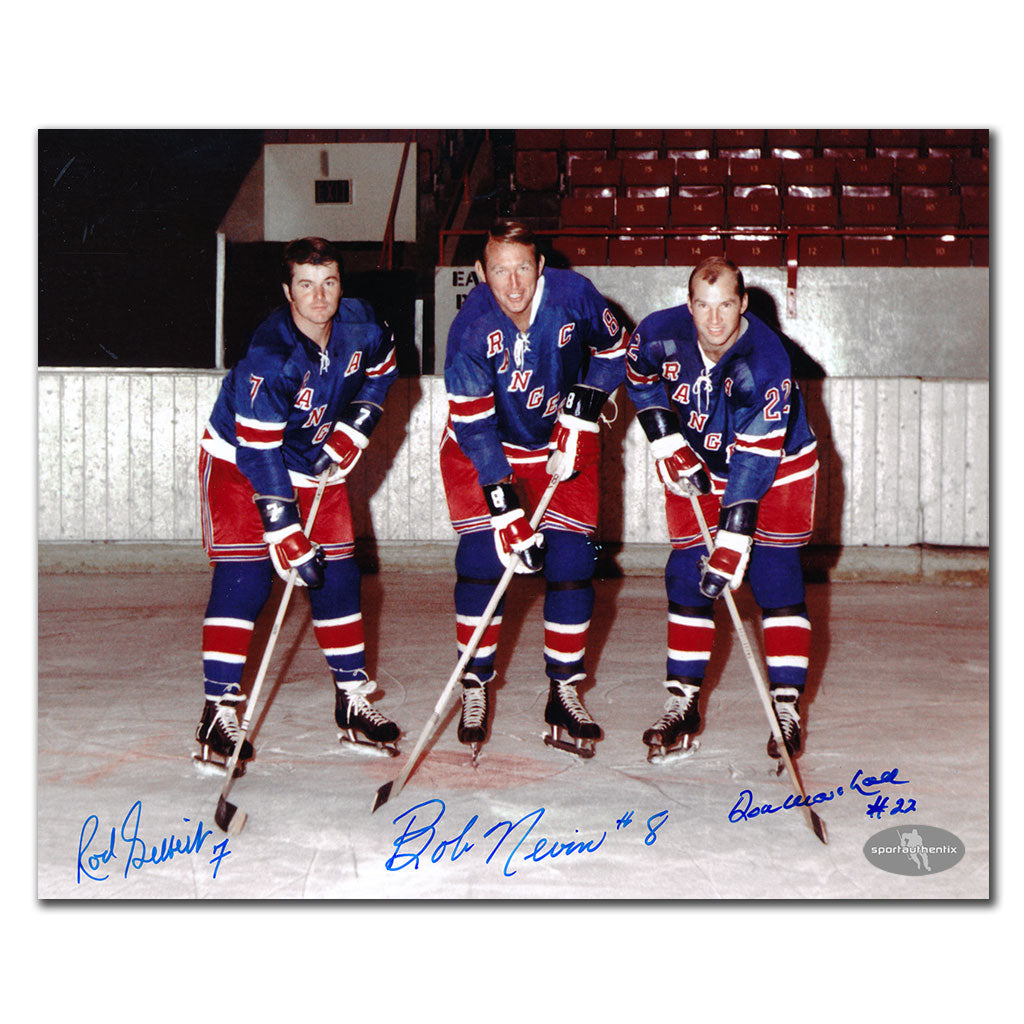 Rod Gilbert Bob Nevin Don Marshall New York Rangers Triple Autographed 8x10 Photo