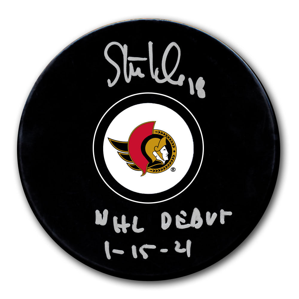 Tim Stutzle Ottawa Senators NHL Debut 1/15/21 Autographed Puck