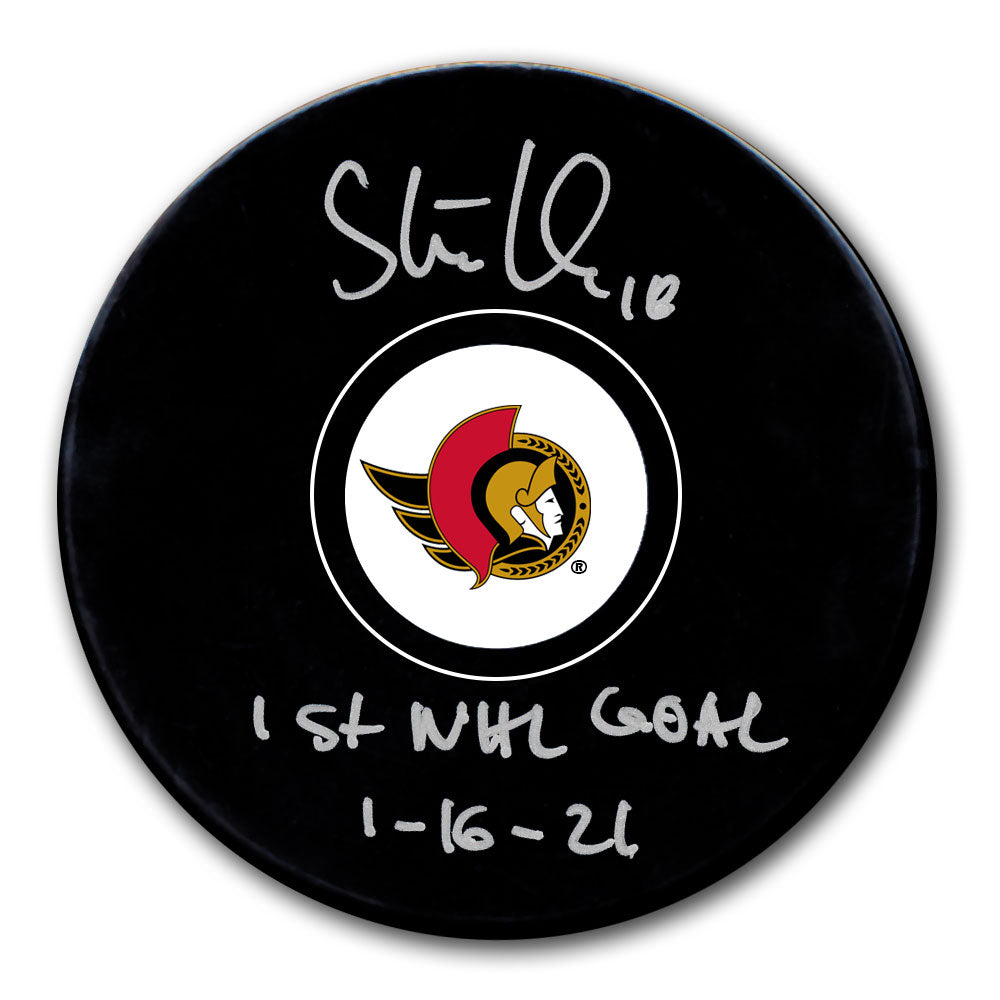 Tim Stutzle Ottawa Senators 1st NHL Goal 1/16/21 Autographed Puck