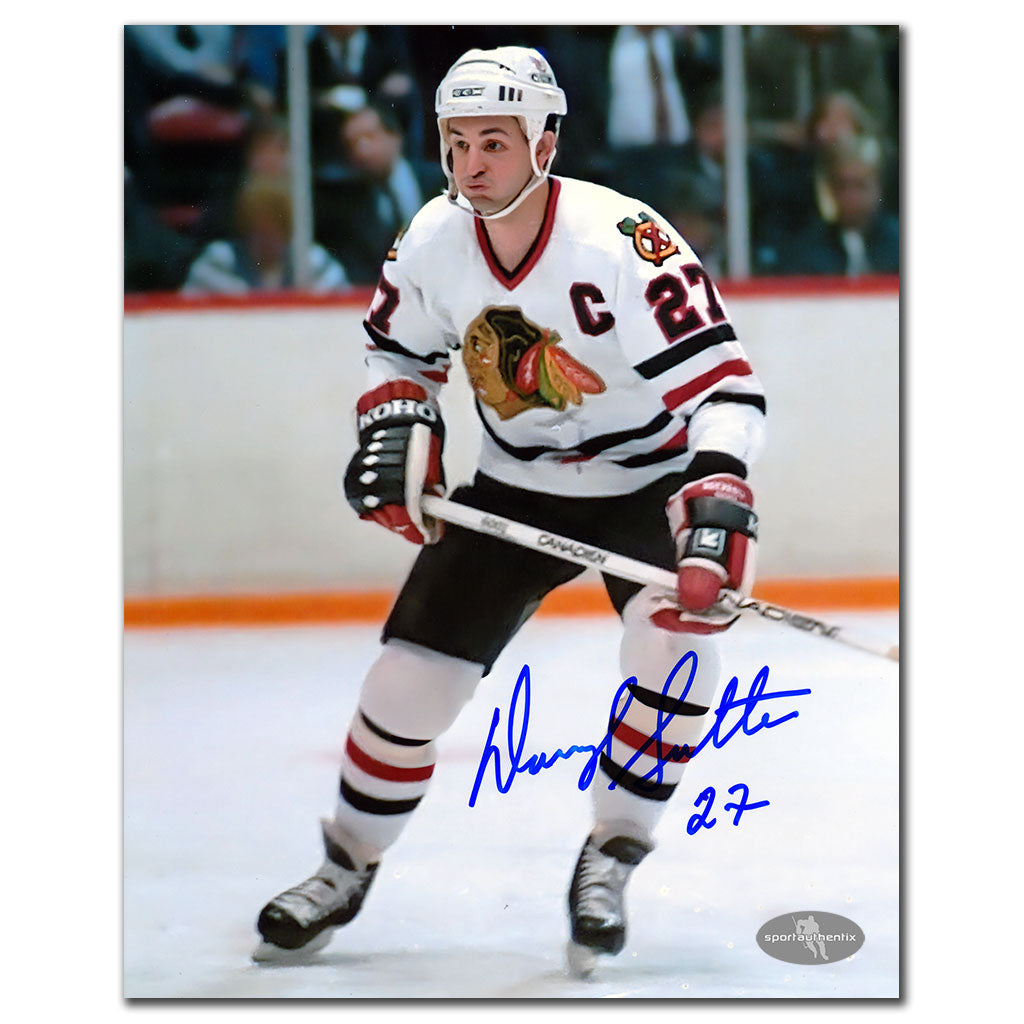 Darryl Sutter Chicago Blackhawks WHITE JERSEY Autographed 8x10 - Sport Authentix Inc