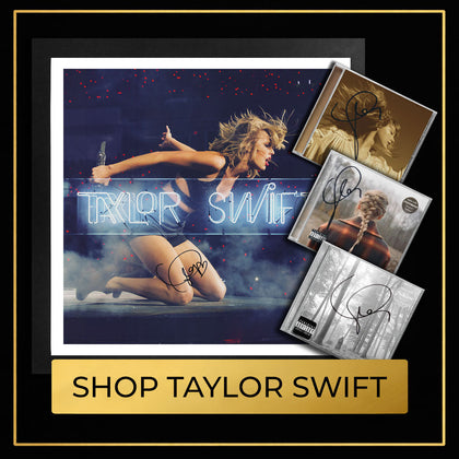 Signed Taylor Swift memorabilia collection featuring autographed entertainment collectibles