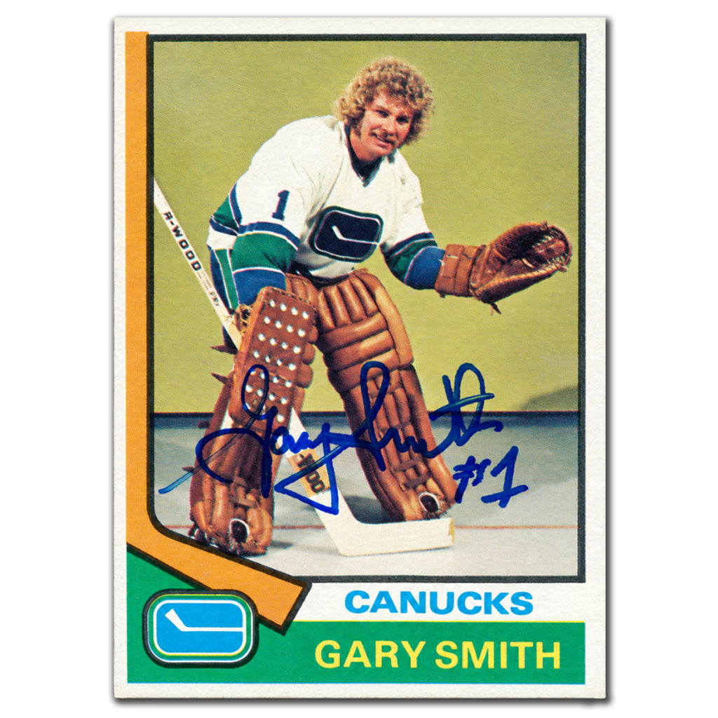 Gary Smith autographed 1974-75 Topps Vancouver Canucks hockey card #22