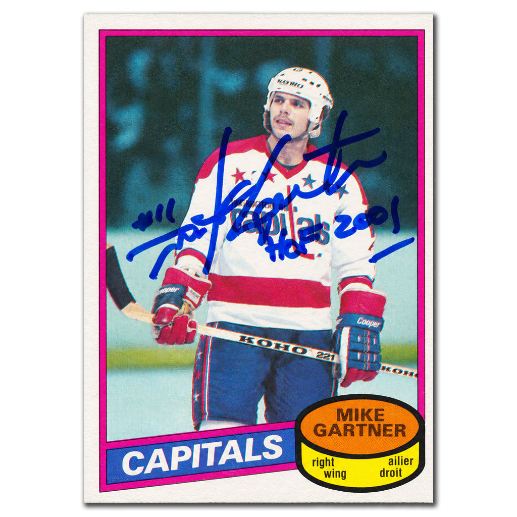 Mike Gartner autographed 1980-81 O-Pee-Chee OPC Washington Capitals rookie hockey card #195