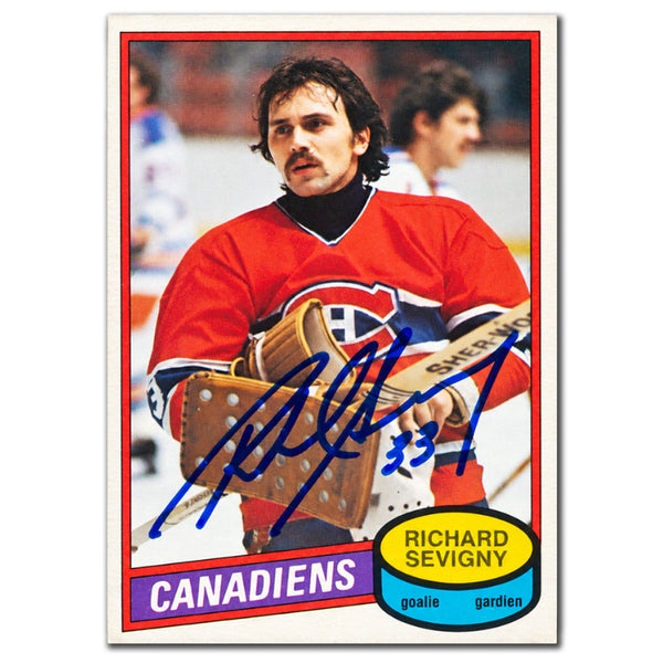 Richard Sevigny autographed 1980-81 O-Pee-Chee OPC Montreal Canadiens rookie hockey card #385