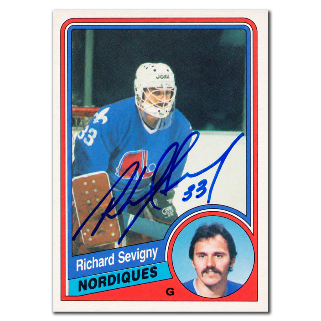 Richard Sevigny autographed 1984-85 O-Pee-Chee OPC Quebec Nordiques hockey card #289