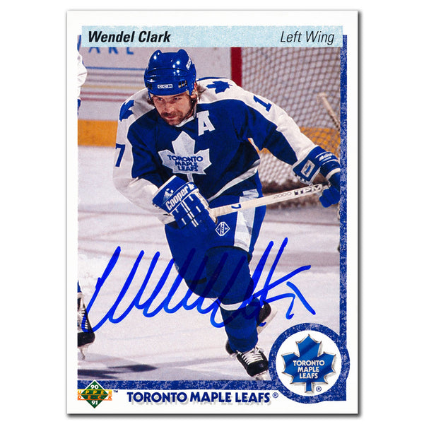 Wendel Clark autographed 1990-91 Upper Deck hockey card #3 featuring the Toronto Maple Leafs captain