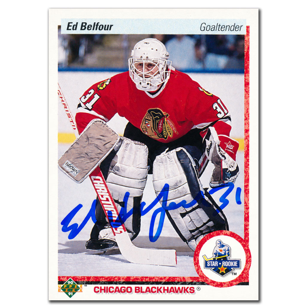 Ed Belfour Autographed 1990-91 Upper Deck Rookie Card #55