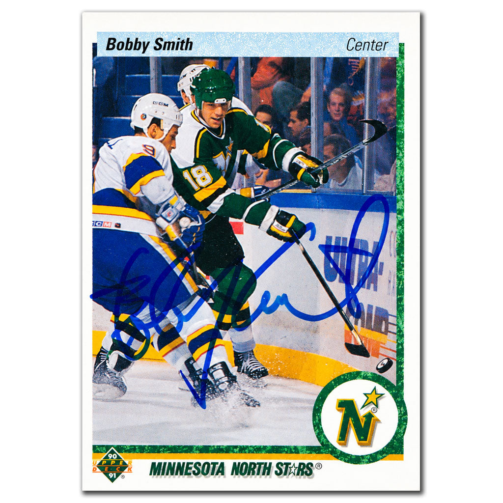Bobby Smith autographed 1990-91 Upper Deck Minnesota North Stars hockey card #406