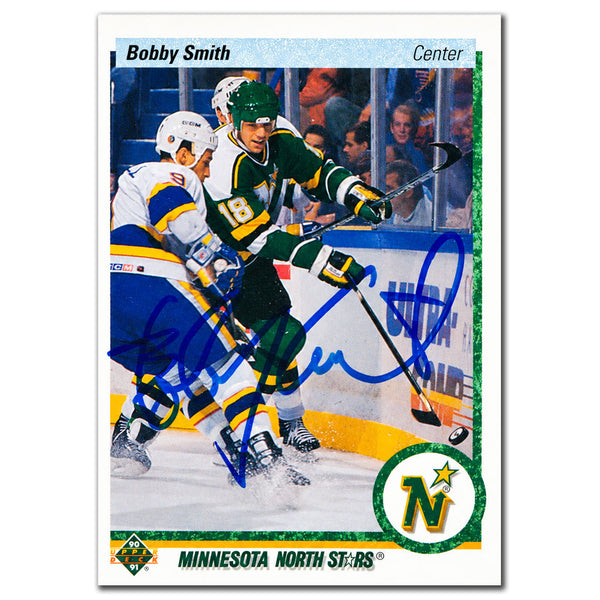 Bobby Smith autographed 1990-91 Upper Deck Minnesota North Stars hockey card #406