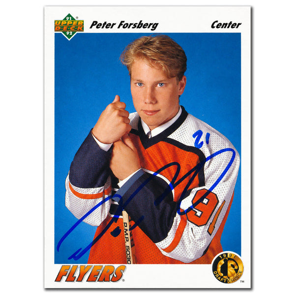 Peter Forsberg autographed 1991-92 Upper Deck rookie card #64 featuring the Philadelphia Flyers legend
