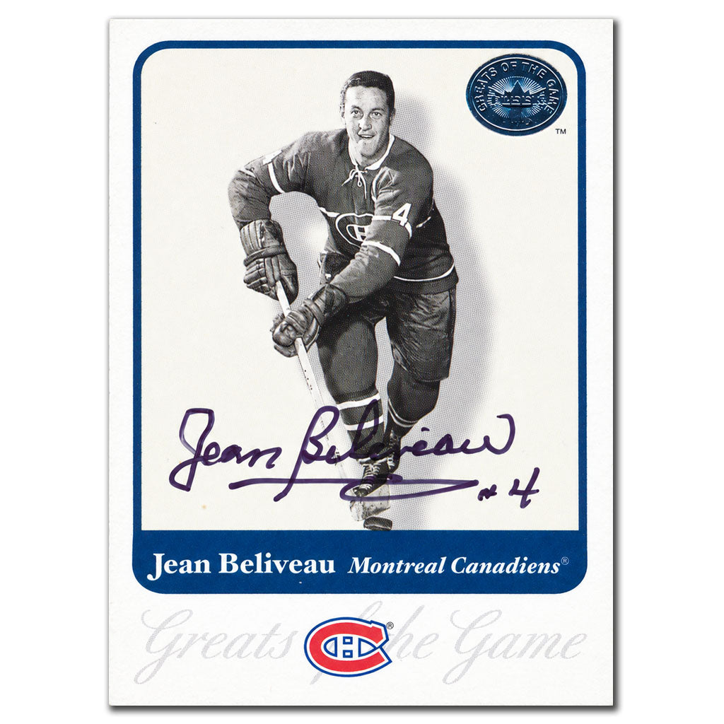 Jean Beliveau autographed 2001-02 Fleer Greats Of The Game Montreal Canadiens hockey card #3