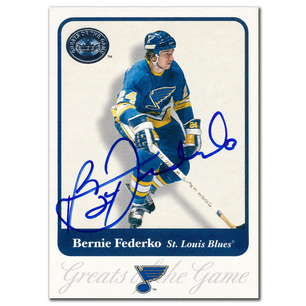 Bernie Federko autographed 2001-02 Fleer Greats Of The Game hockey card #63 featuring the St. Louis Blues legend