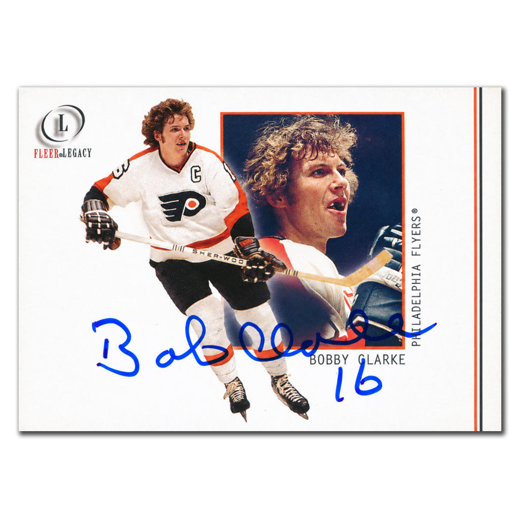Bobby Clarke autographed 2001-02 Fleer Legacy Philadelphia Flyers hockey card #39