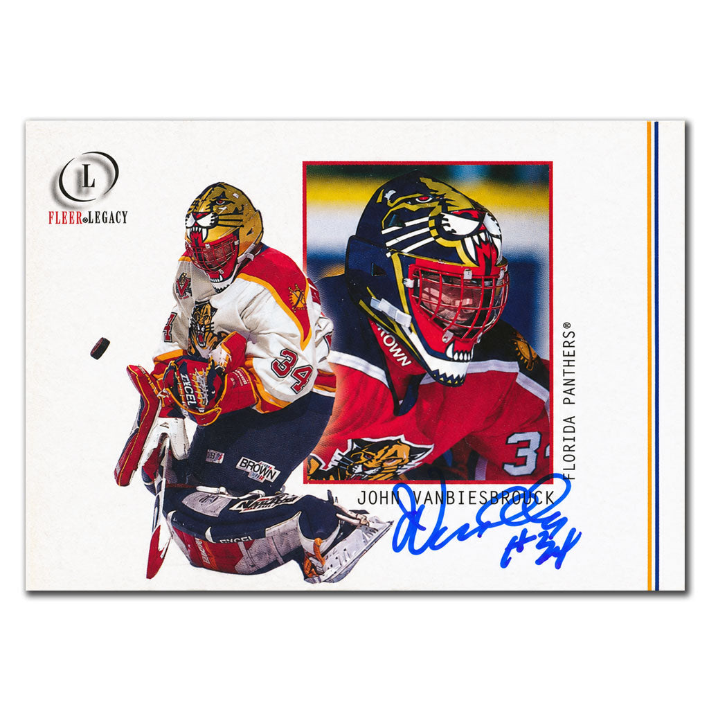 John Vanbiesbrouck autographed 2001-02 Fleer Legacy hockey card #64 featuring him with the Florida Panthers