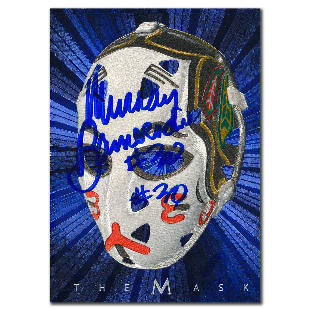 Murray Bannerman autographed 2001-02 In The Game Between The Pipes The Mask hockey card featuring his goalie mask