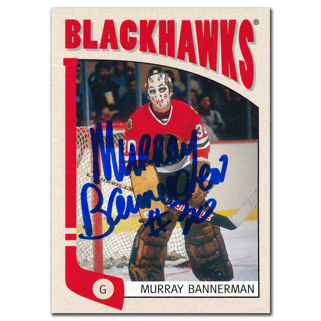 Murray Bannerman autographed 2004-05 In The Game Between The Pipes hockey card #175 featuring the Chicago Blackhawks goaltender
