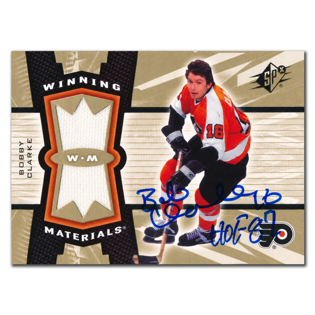 Bobby Clarke autographed 2006-07 Upper Deck SPx Philadelphia Flyers Winning Materials hockey card #WM-BC