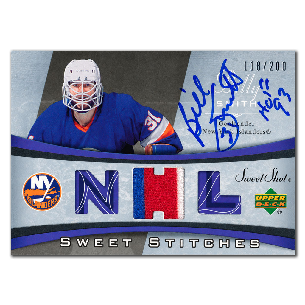 Billy Smith autographed 2006-07 Upper Deck Sweet Shot Sweet Stitches New York Islanders jersey hockey card #SS-BS numbered 118/200