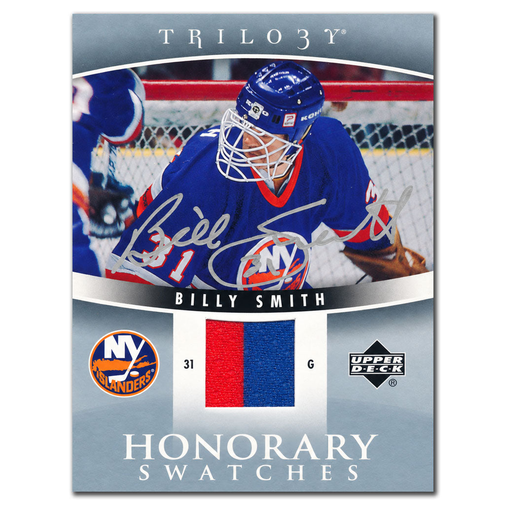 Billy Smith autographed 2006-07 Upper Deck Trilogy New York Islanders Honorary Swatches jersey hockey card #HS-SM