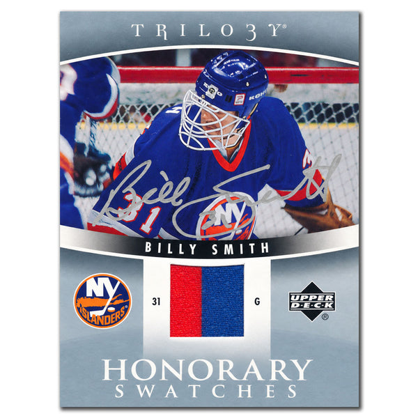 Billy Smith autographed 2006-07 Upper Deck Trilogy New York Islanders Honorary Swatches jersey hockey card #HS-SM