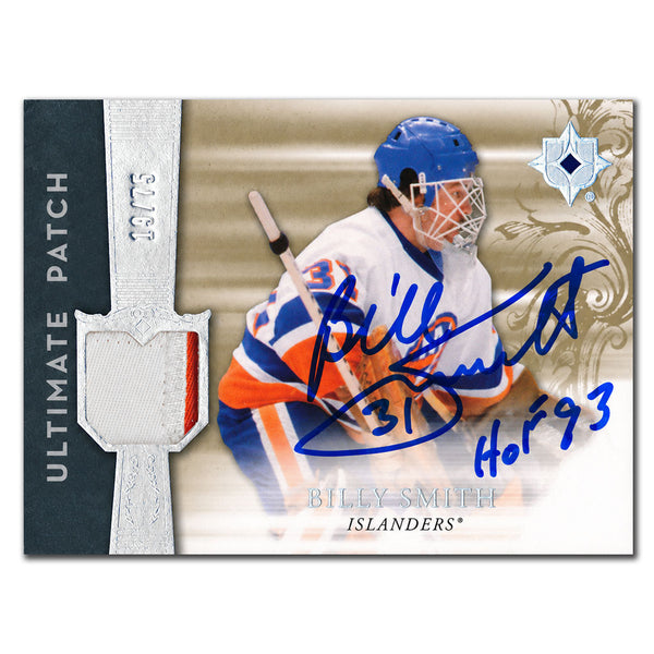 Billy Smith Autographed 2006-07 Ultimate Collection Ultimate Patches Jersey Hockey Card #UJ-BI 19/75