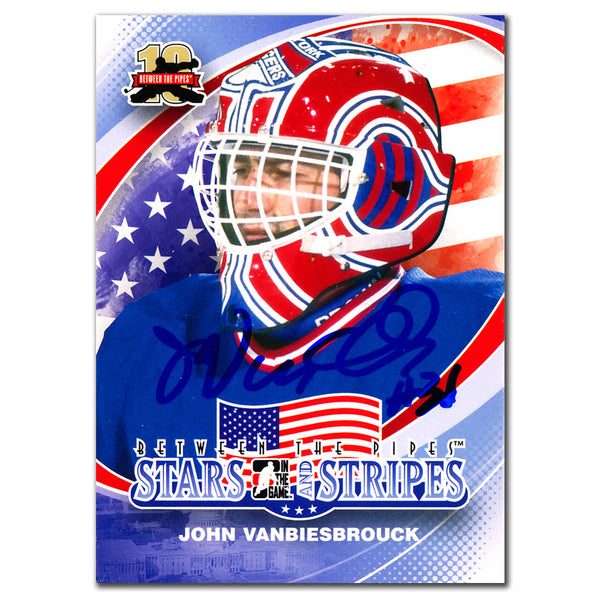 John Vanbiesbrouck autographed 2011-12 In The Game Between The Pipes hockey card #169 featuring him with USA Hockey