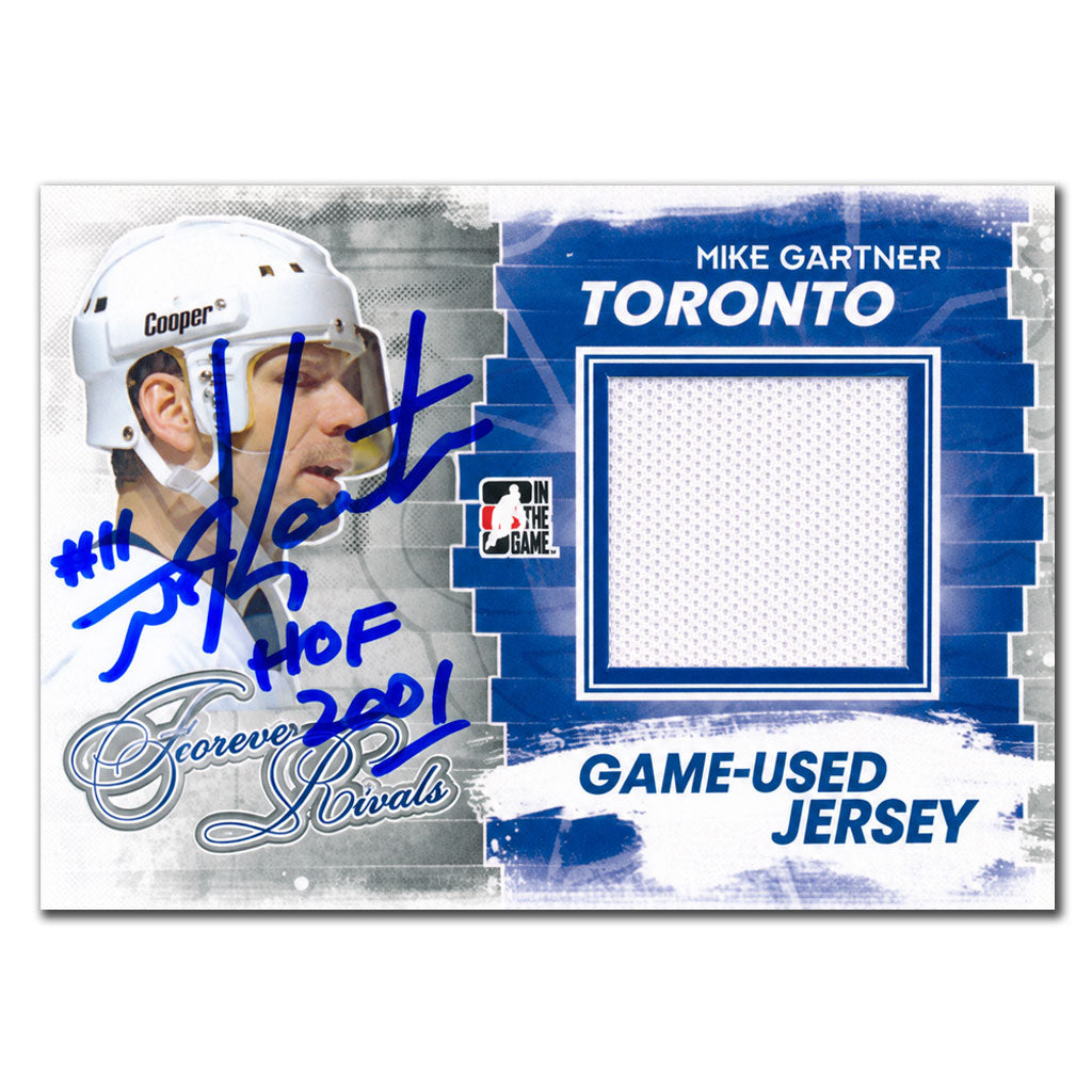 Mike Gartner autographed 2012-13 In The Game Forever Rivals Toronto Maple Leafs Game Used Jersey hockey card #M-05