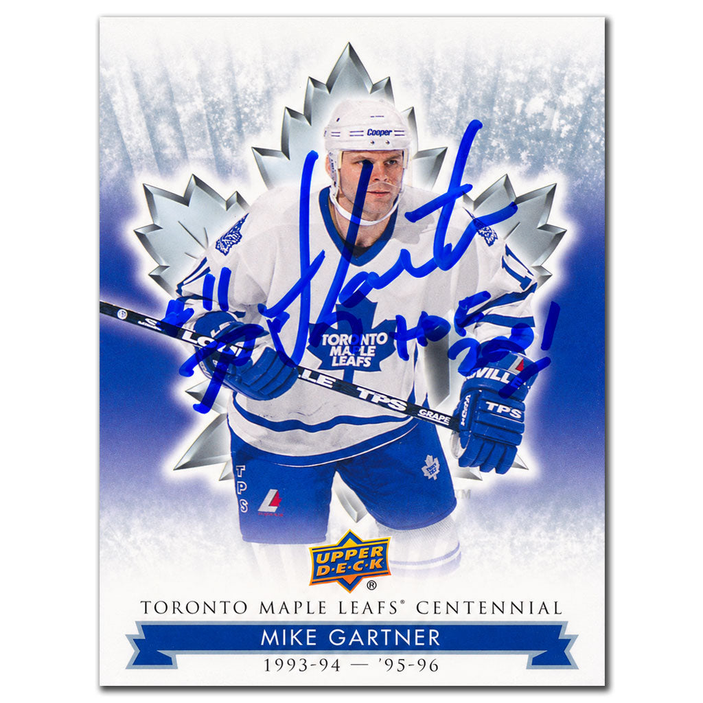 Mike Gartner autographed 2017-18 Upper Deck Toronto Maple Leafs Centennial hockey card #92