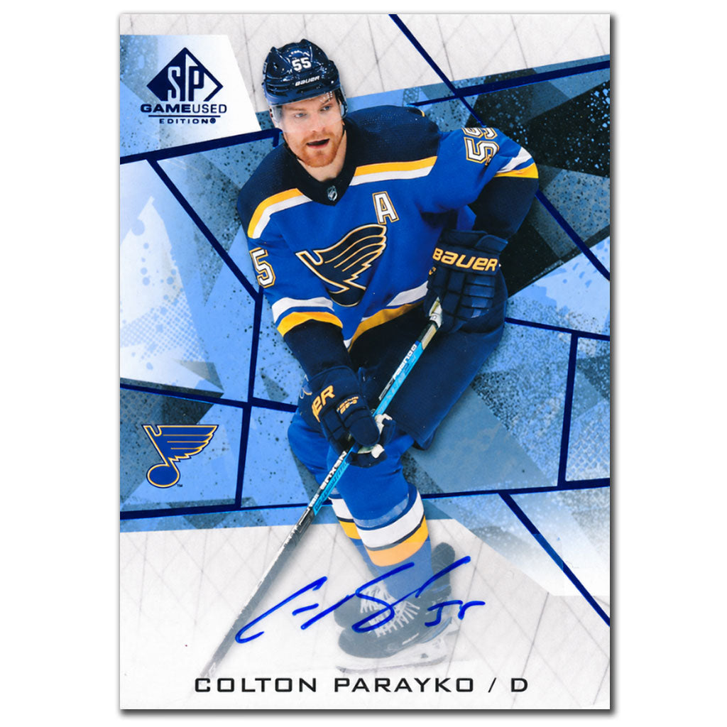 Colton Parayko autographed 2021-22 Upper Deck SP Game-Used St. Louis Blues hockey card #55