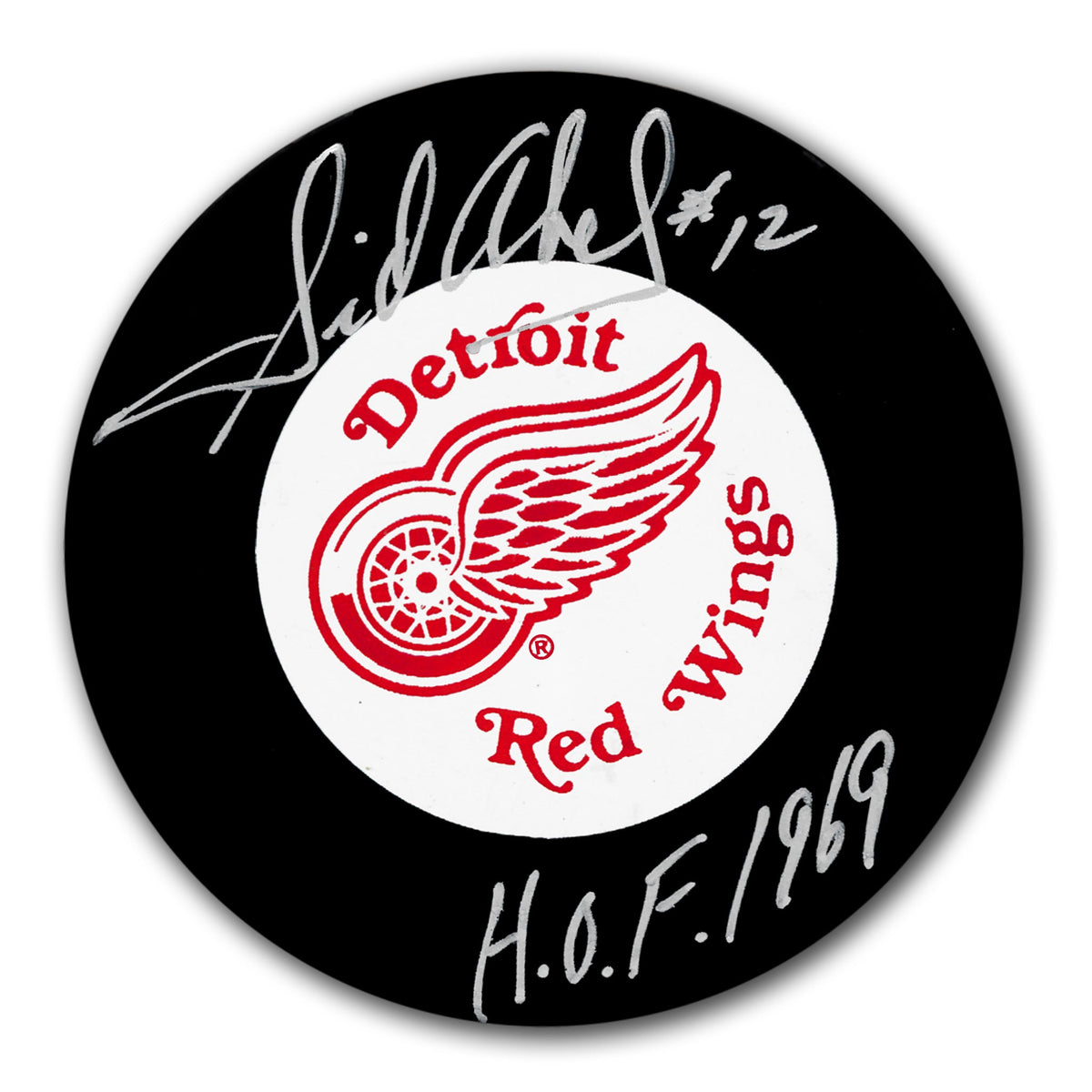 Sid Abel Detroit Red Wings HOF Autographed Puck - Sport Authentix Inc