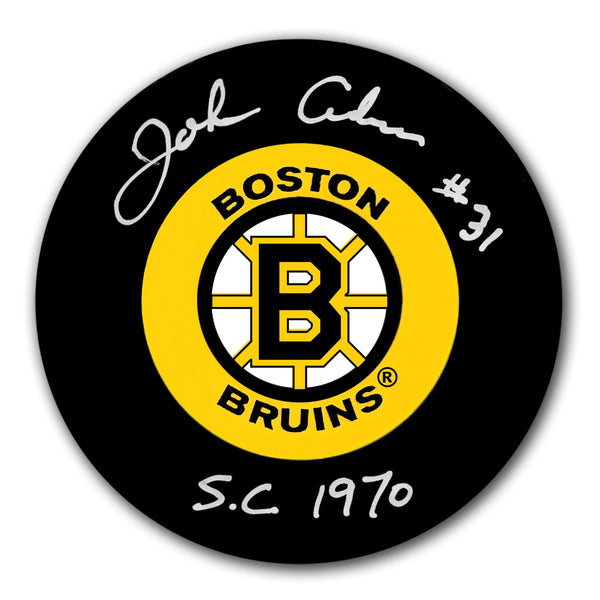 Authentic John Adams Boston Bruins 1970 Stanley Cup Autographed Puck - SportAuthentix