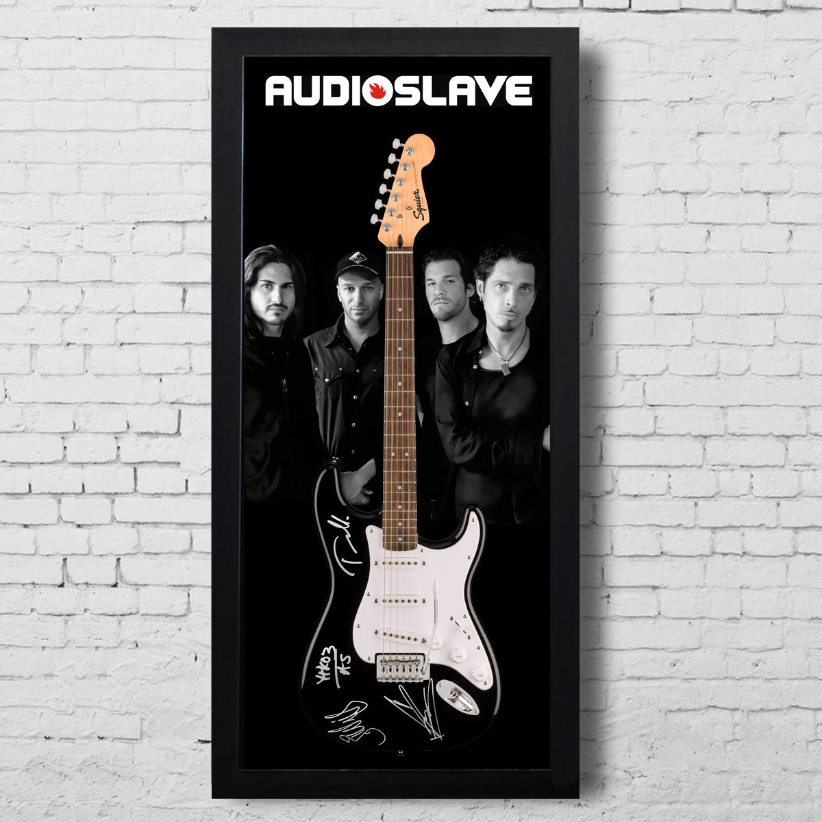 Audioslave Band Signé Noir Fender Squier Stratocaster Guitare Électrique Encadrée Autographiée JSA COA