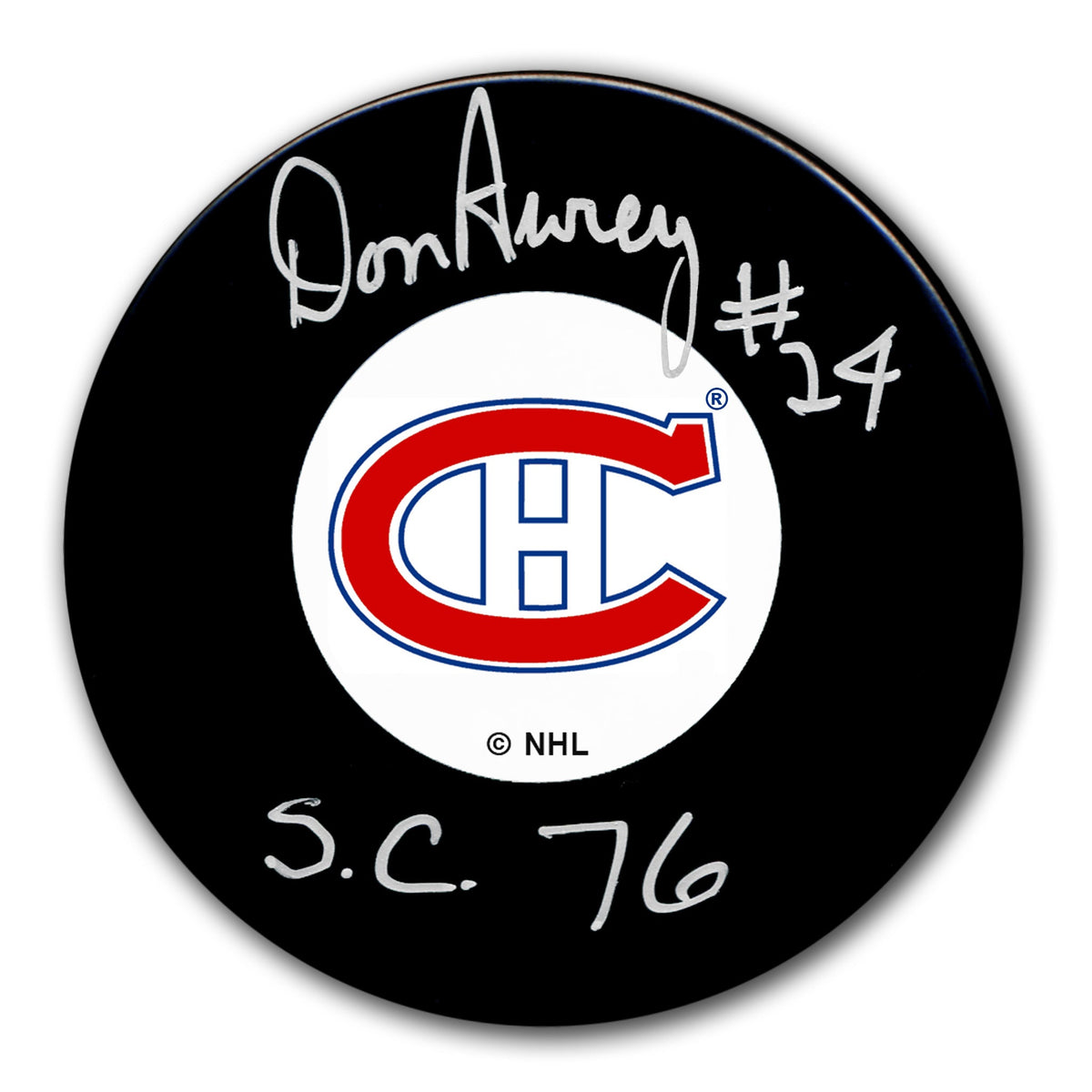 Don Awrey Montreal Canadiens 1976 Stanley Cup Original 6 Autographed Puck - Sport Authentix Inc