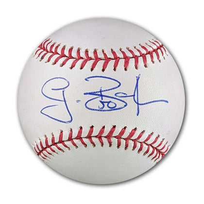 Grant Balfour autographed Official World Series baseball featuring a bold blue signature, perfect for sports memorabilia collectors.