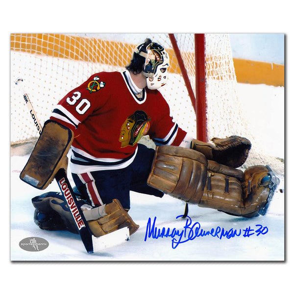 Murray Bannerman autographed Chicago Blackhawks 8x10 photo glove save