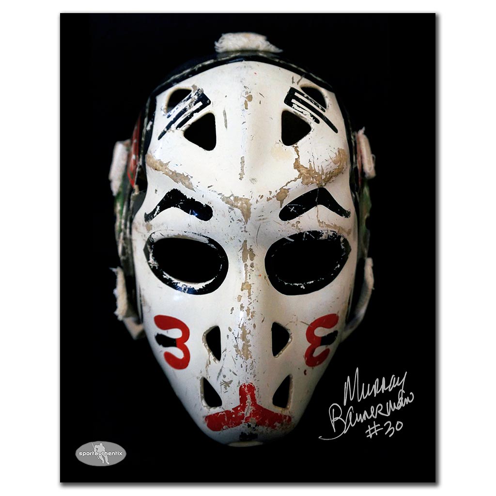 Murray Bannerman autographed Chicago Blackhawks 8x10 goalie mask photo