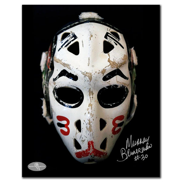 Murray Bannerman autographed Chicago Blackhawks 8x10 goalie mask photo