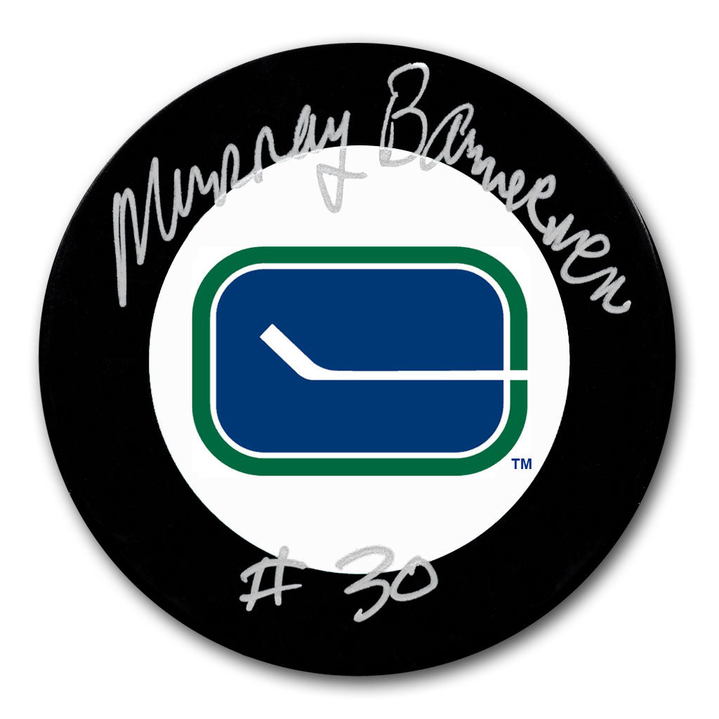 Murray Bannerman autographed Vancouver Canucks hockey puck