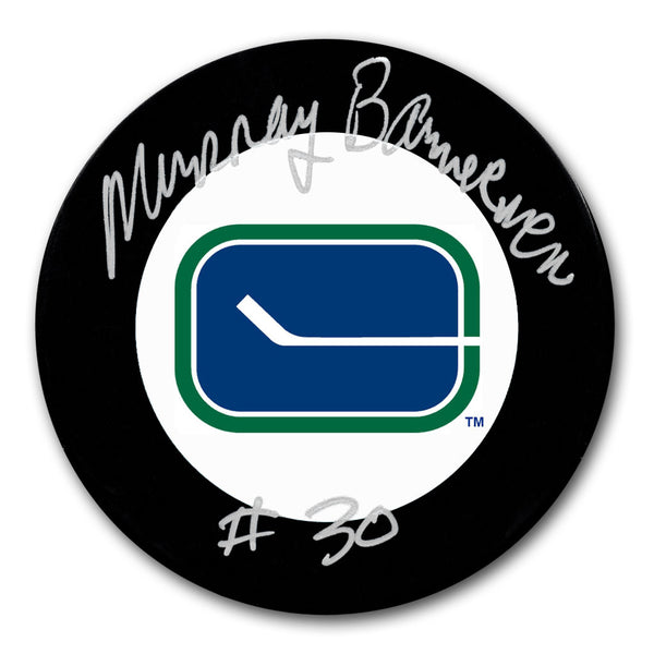Murray Bannerman autographed Vancouver Canucks hockey puck