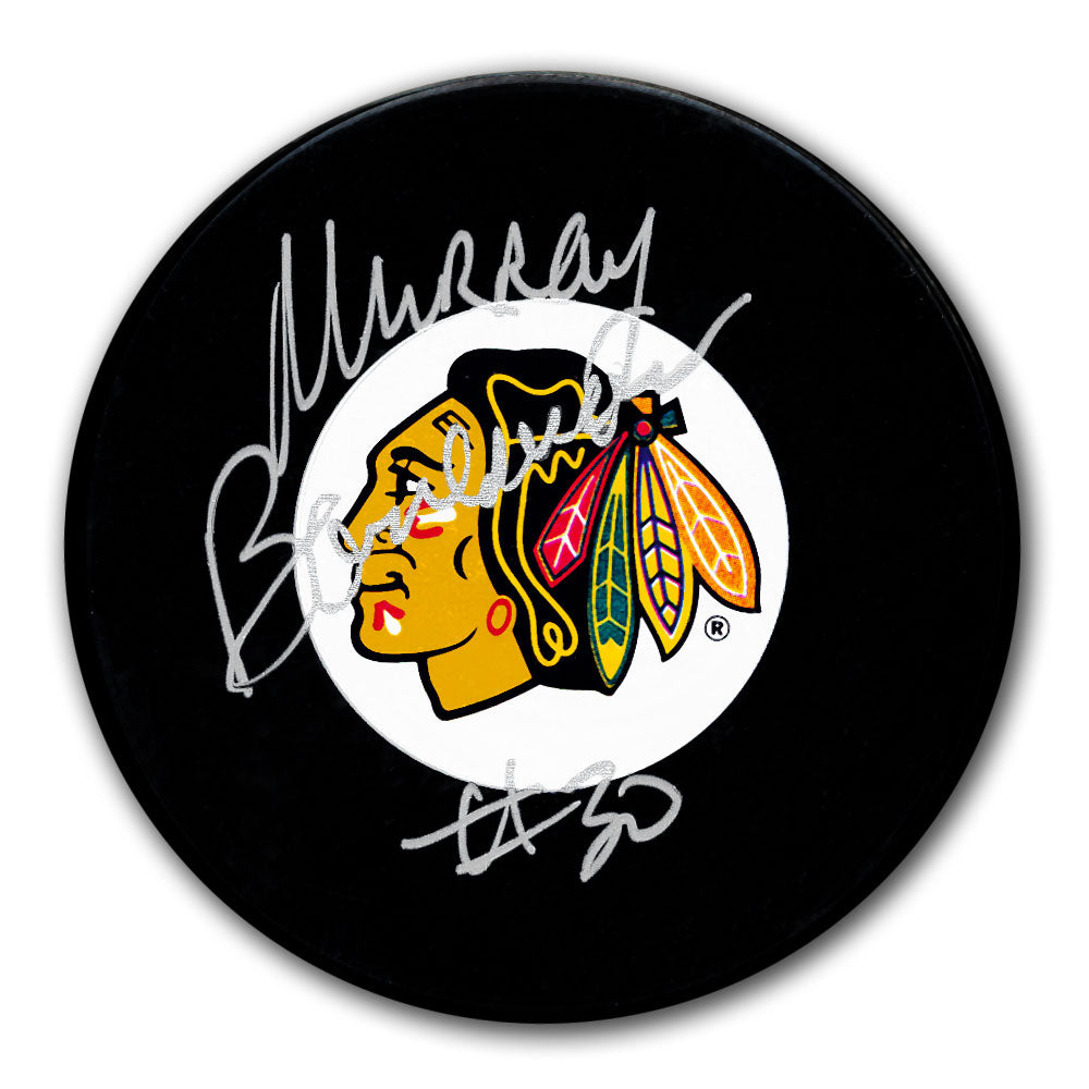 Rondelle autographiée des Blackhawks de Chicago de Murray Bannerman