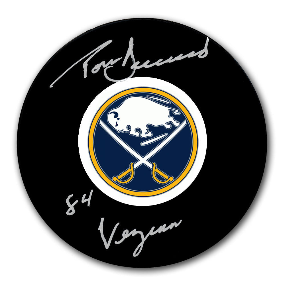Tom Barrasso Buffalo Sabres 1984 Vezina Autographed Puck - Sport Authentix Inc